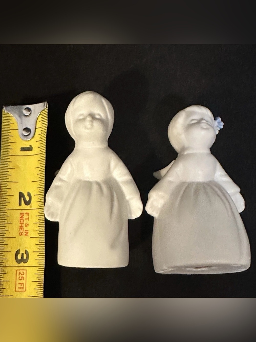 Vintage White Bisque Porcelain Kissing Angel Figurines Boy Girl Pair 3" Decor - Picture 6 of 8